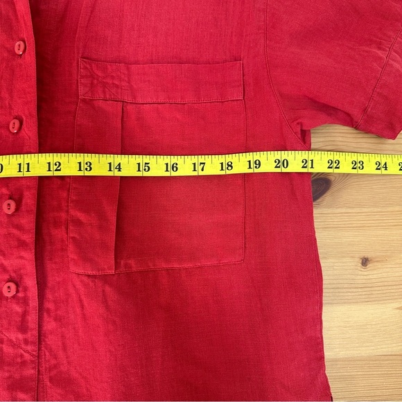 Escada | Vintage Red Safari Linen Top Blouse (Women’s) - Picture 8 of 10